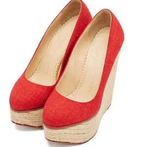 Charlotte Olympia rope wedge pumps